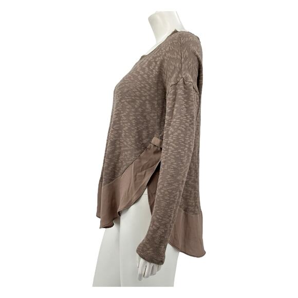 Deletta Anthropologie Top Womens Small Nubby Circle Sweater Tee Cozy Neutral - Picture 4 of 9